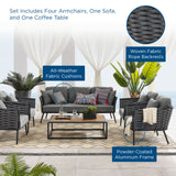 Stance 6 Piece Outdoor Patio Aluminum Sectional Sofa Set Gray Charcoal EEI-3168-GRY-CHA-SET