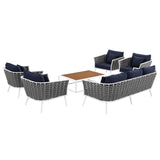 Stance 6 Piece Outdoor Patio Aluminum Sectional Sofa Set White Navy EEI-3168-WHI-NAV-SET