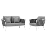 Stance 2 Piece Outdoor Patio Aluminum Sectional Sofa Set White Gray EEI-3169-WHI-GRY-SET