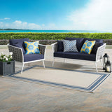 Stance 2 Piece Outdoor Patio Aluminum Sectional Sofa Set White Navy EEI-3169-WHI-NAV-SET