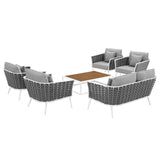 Stance 6 Piece Outdoor Patio Aluminum Sectional Sofa Set White Gray EEI-3173-WHI-GRY-SET