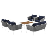 Stance 6 Piece Outdoor Patio Aluminum Sectional Sofa Set White Navy EEI-3173-WHI-NAV-SET