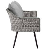 Endeavor 2 Piece Outdoor Patio Wicker Rattan Loveseat and Armchair Set Gray Gray EEI-3174-GRY-GRY-SET