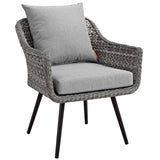 Endeavor 3 Piece Outdoor Patio Wicker Rattan Loveseat and Armchair Set Gray Gray EEI-3175-GRY-GRY-SET