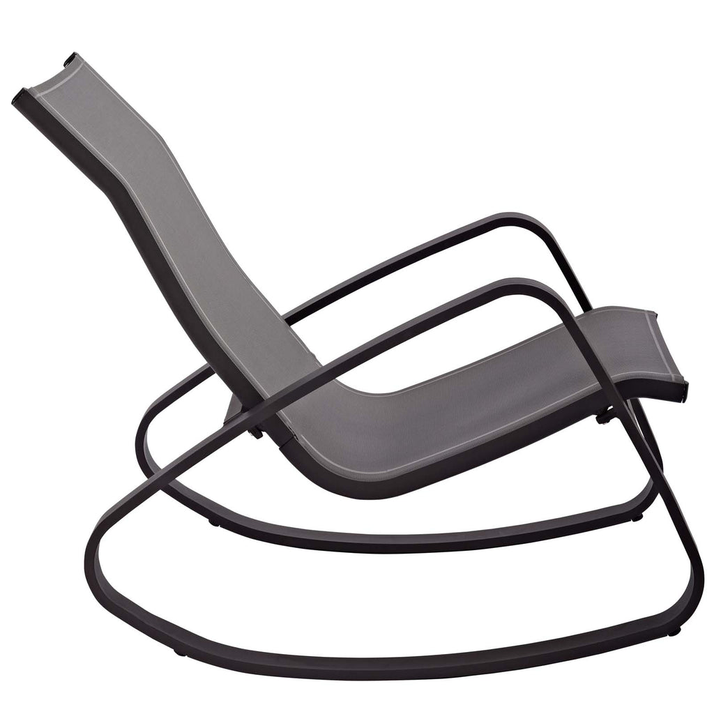Traveler Rocking Lounge Chair Outdoor Patio Mesh Sling Set of 2 Black Black EEI-3180-BLK-BLK-SET
