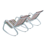 Traveler Rocking Lounge Chair Outdoor Patio Mesh Sling Set of 2 Green Stripe EEI-3180-GRN-STR-SET