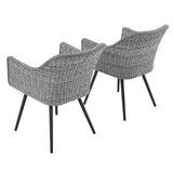 Endeavor Dining Armchair Outdoor Patio Wicker Rattan Set of 2 Gray Gray EEI-3181-GRY-GRY-SET