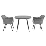 Endeavor 3 Piece Outdoor Patio Wicker Rattan Dining Set Gray Gray EEI-3182-GRY-GRY-SET