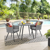 Endeavor 3 Piece Outdoor Patio Wicker Rattan Dining Set Gray Gray EEI-3182-GRY-GRY-SET