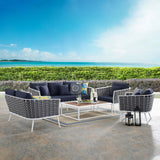 Stance 5 Piece Outdoor Patio Aluminum Sectional Sofa Set White Navy EEI-3187-WHI-NAV-SET