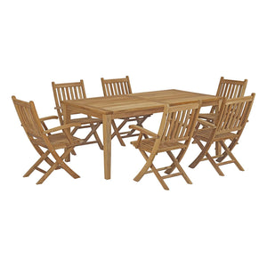 Marina 7 Piece Outdoor Patio Teak Dining Set Natural EEI-3206-NAT-SET