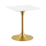 Lippa 24" Square Wood Top Dining Table Gold White EEI-3210-GLD-WHI