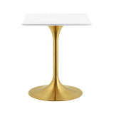 Lippa 24" Square Wood Top Dining Table Gold White EEI-3210-GLD-WHI