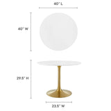 Modway Furniture Lippa 40" Round Wood Dining Table Gold White EEI-3226-GLD-WHI