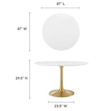 Modway Furniture Lippa 47" Round Wood Dining Table Default Title EEI-3227-GLD-WHI