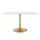 Modway Furniture Lippa 47" Square Wood Top Dining Table Gold White EEI-3230-GLD-WHI