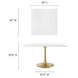 Modway Furniture Lippa 47" Square Wood Top Dining Table Gold White EEI-3230-GLD-WHI