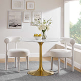 Modway Furniture Lippa 40" Round Artificial Marble Dining Table Gold White EEI-3231-GLD-WHI