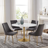 Modway Furniture Lippa 47" Round Artificial Marble Dining Table Gold White EEI-3232-GLD-WHI