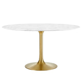 Modway Furniture Lippa 54" Round Artificial Marble Dining Table Gold White EEI-3233-GLD-WHI