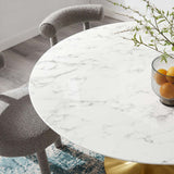 Modway Furniture Lippa 54" Round Artificial Marble Dining Table Gold White EEI-3233-GLD-WHI