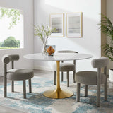 Modway Furniture Lippa 54" Round Artificial Marble Dining Table Gold White EEI-3233-GLD-WHI