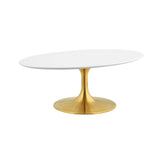 Lippa 42" Oval-Shaped Wood Top Coffee Table Gold White EEI-3248-GLD-WHI