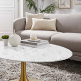 Modway Furniture Lippa 42" Oval-Shaped Artifical Artificial Marble Coffee Table Default Title EEI-3249-GLD-WHI