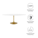 Modway Furniture Lippa 78" Oval Wood Dining Table Gold White EEI-3255-GLD-WHI
