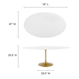 Modway Furniture Lippa 78" Oval Wood Dining Table Default Title EEI-3255-GLD-WHI