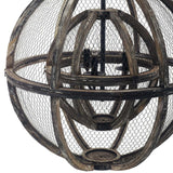 Gravitate Globe Rustic Oak Wood Pendant Light Chandelier  EEI-3271