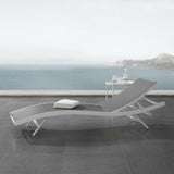 Glimpse Outdoor Patio Mesh Chaise Lounge Chair White Gray EEI-3300-WHI-GRY