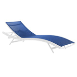 Glimpse Outdoor Patio Mesh Chaise Lounge Chair White Navy EEI-3300-WHI-NAV