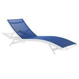 Glimpse Outdoor Patio Mesh Chaise Lounge Chair White Navy EEI-3300-WHI-NAV