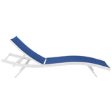 Glimpse Outdoor Patio Mesh Chaise Lounge Chair White Navy EEI-3300-WHI-NAV