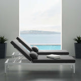 Perspective Cushion Outdoor Patio Chaise Lounge Chair White Charcoal EEI-3301-WHI-CHA