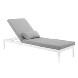 Perspective Cushion Outdoor Patio Chaise Lounge Chair White Gray EEI-3301-WHI-GRY
