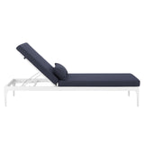 Perspective Cushion Outdoor Patio Chaise Lounge Chair White Navy EEI-3301-WHI-NAV