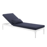 Perspective Cushion Outdoor Patio Chaise Lounge Chair White Navy EEI-3301-WHI-NAV