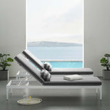 Perspective Cushion Outdoor Patio Chaise Lounge Chair White Striped Gray EEI-3301-WHI-STG