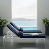 Perspective Cushion Outdoor Patio Chaise Lounge Chair White Striped Navy EEI-3301-WHI-STN
