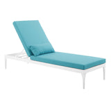 Perspective Cushion Outdoor Patio Chaise Lounge Chair White Turquoise EEI-3301-WHI-TRQ