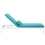 Perspective Cushion Outdoor Patio Chaise Lounge Chair White Turquoise EEI-3301-WHI-TRQ