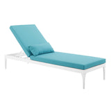 Perspective Cushion Outdoor Patio Chaise Lounge Chair White Turquoise EEI-3301-WHI-TRQ