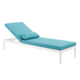 Perspective Cushion Outdoor Patio Chaise Lounge Chair White Turquoise EEI-3301-WHI-TRQ