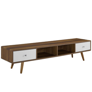 Transmit 70" Media Console Wood TV Stand Walnut White EEI-3302-WAL-WHI