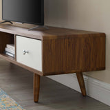 Transmit 70" Media Console Wood TV Stand Walnut White EEI-3302-WAL-WHI