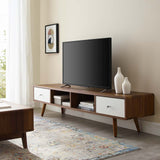 Transmit 70" Media Console Wood TV Stand Walnut White EEI-3302-WAL-WHI