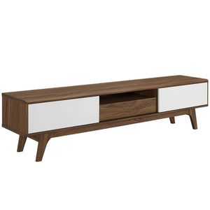 Envision 70" Media Console Wood TV Stand Walnut White EEI-3304-WAL-WHI