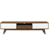 Envision 70" Media Console Wood TV Stand Walnut White EEI-3304-WAL-WHI